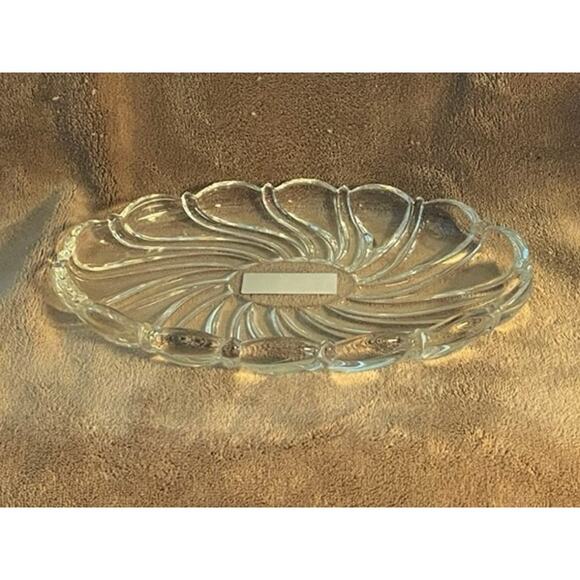 Vintage Mikasa Clear Peppermint Swirl 9 1/2" Lead Crystal Serving Plate, NWOT - Picture 3 of 6